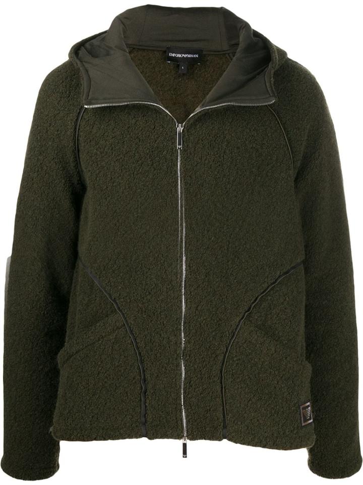 Emporio Armani Contrast-trimmed Zip-up Hoodie - Green