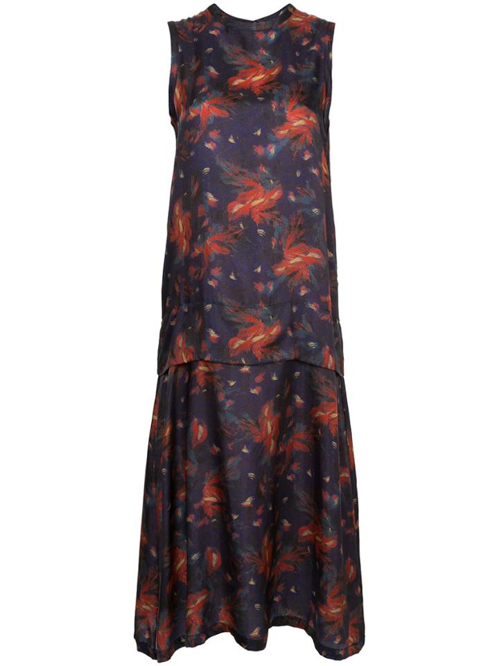 Toga Pulla Embroidered Flared Dress - Blue