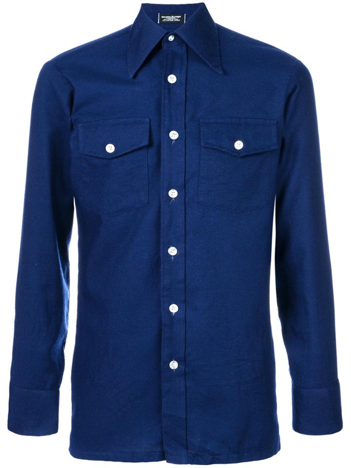 Pierre Cardin Vintage Chest Pockets Slim Shirt - Blue