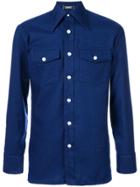 Pierre Cardin Vintage Chest Pockets Slim Shirt - Blue