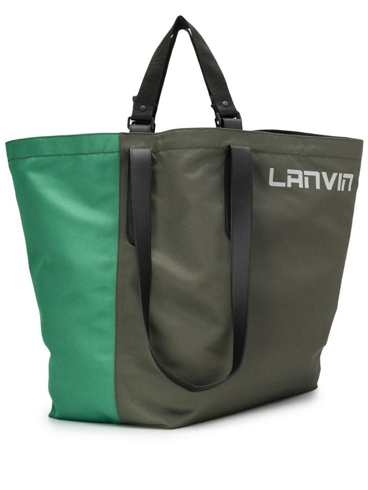 Lanvin Two Tone Logo Tote Bag - Green
