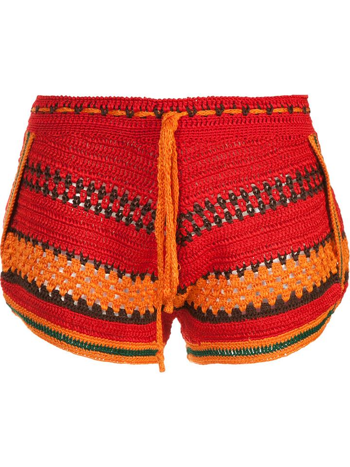 Spencer Vladimir Knitted Shorts, Women's, Size: Small, Red, Silk