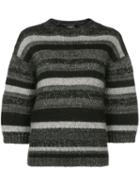 Chanel Pre-owned Three-quarters Sleeve Striped Jumper - Black