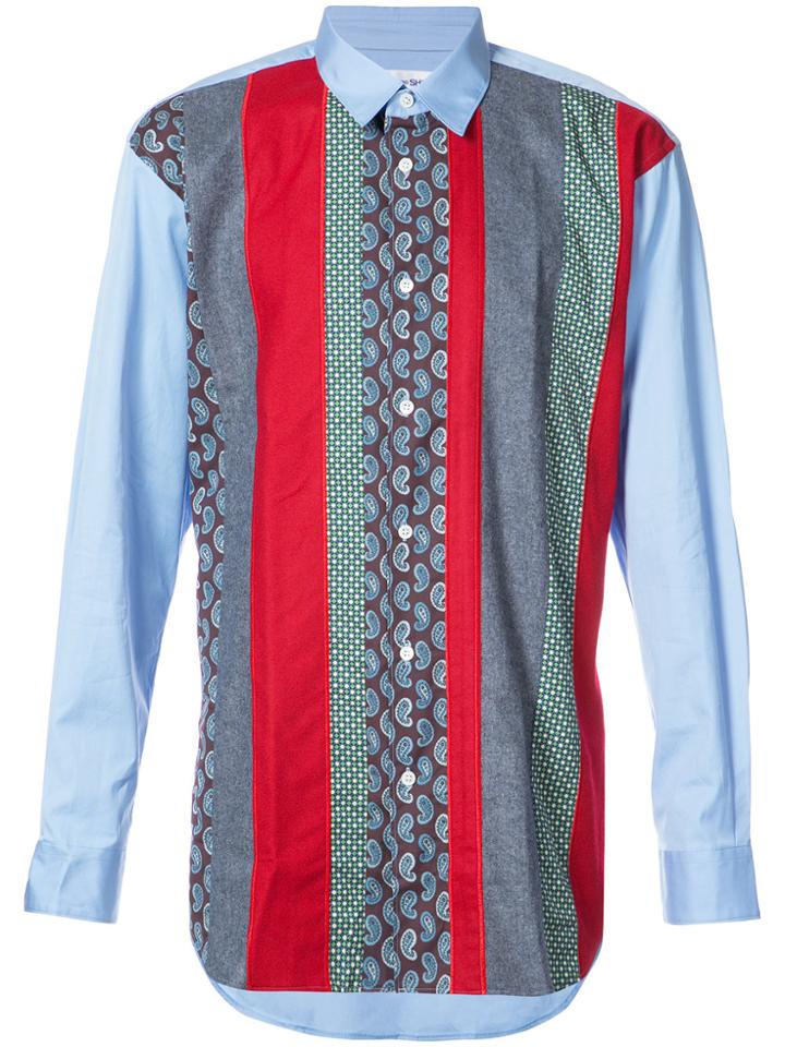 Comme Des Garçons Shirt Multi-stripe Patch Shirt - Blue
