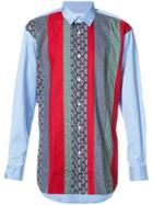 Comme Des Garçons Shirt Multi-stripe Patch Shirt - Blue