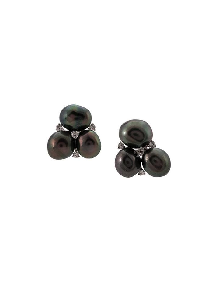 Baggins 18kt White Gold Three Tahitian Keshi Pearl And Diamond Cluster