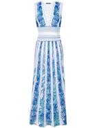 Roberto Cavalli Panelled Lace And Crochet Gown - Blue