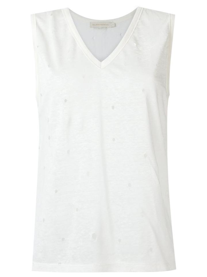 Giuliana Romanno Linen Top, Women's, Size: P, White, Linen/flax