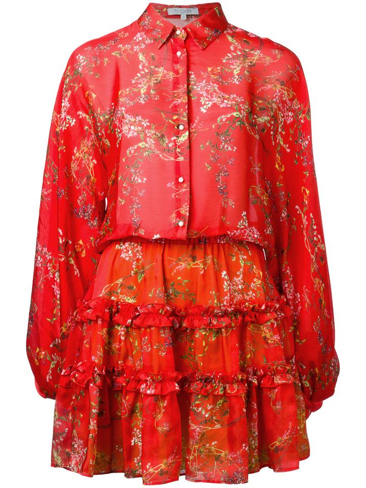 Alexis Floral Print Shirt Dress, Women's, Size: Small, Red, Polyester