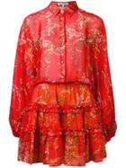 Alexis Floral Print Shirt Dress, Women's, Size: Small, Red, Polyester