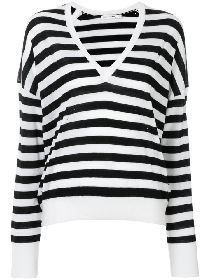 Rag & Bone Striped V-neck Jumper - Black