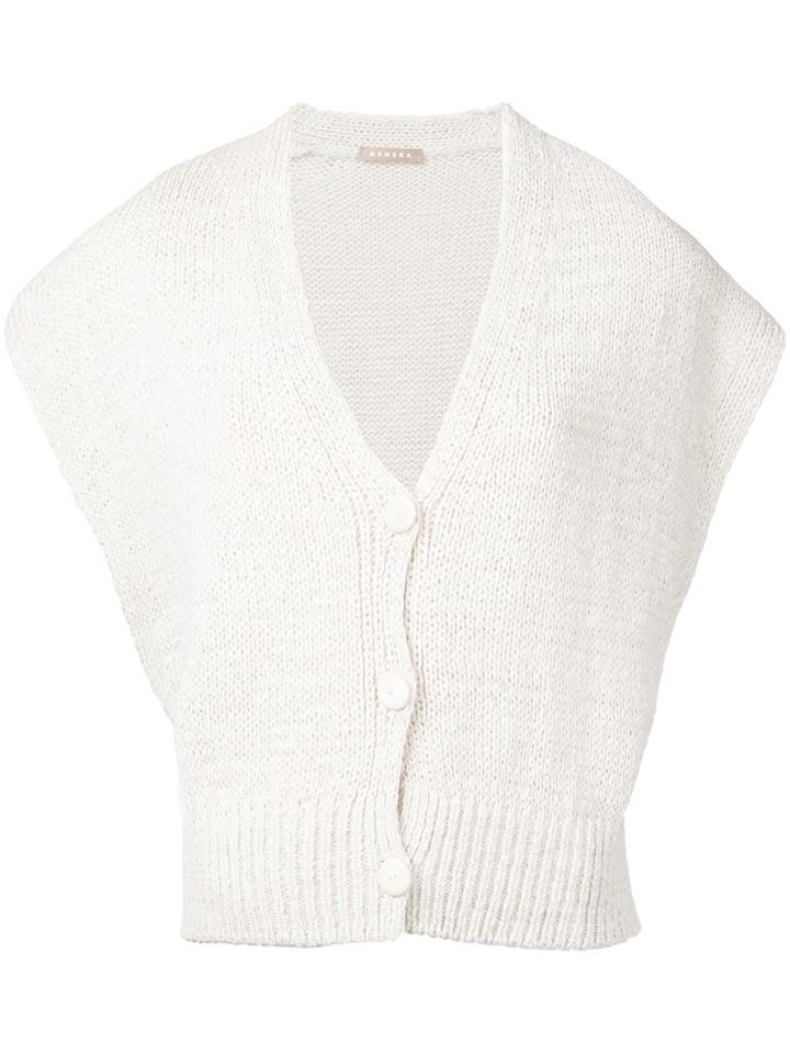 Nehera Sleeveless Cardigan, Women's, Size: Large, White, Cotton/linen/flax/polyamide
