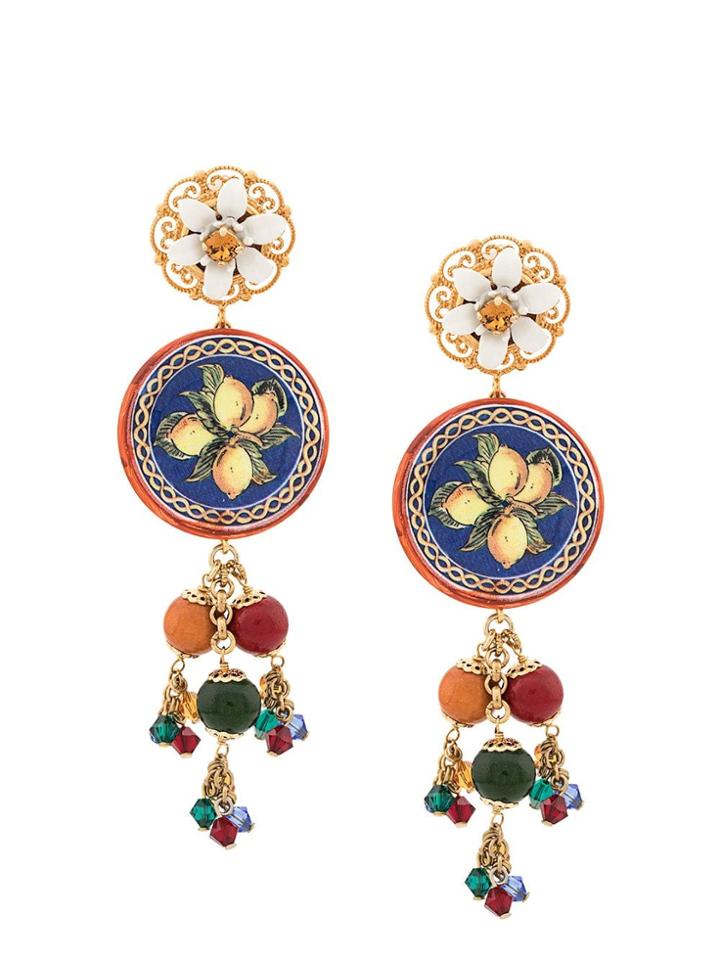 Dolce & Gabbana Enamelled Drop Earrings - Blue
