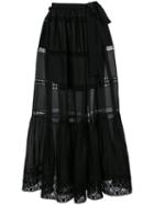 Alberta Ferretti - Semi-sheer Flared Maxi Skirt - Women - Cotton/other Fibers - 42, Black, Cotton/other Fibers