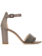 Fabiana Filippi Embellished Block Heel Sandals - Grey