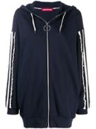 Guardaroba Contrast Ruched Stripes Hoodie - Blue