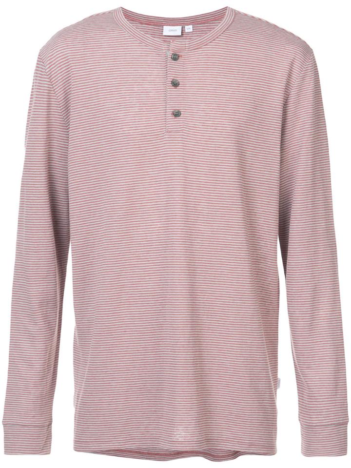 Onia Miles Henley Long Sleeve Striped Shirt - Red