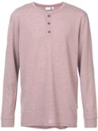 Onia Miles Henley Long Sleeve Striped Shirt - Red