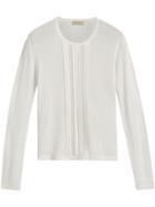 Burberry Pintuck Detail Cashmere Sweater - White
