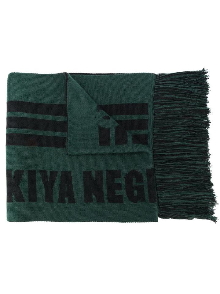 Adish Striped Pattern Scarf - Green