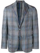 The Gigi Check Crinkled Blazer - Blue