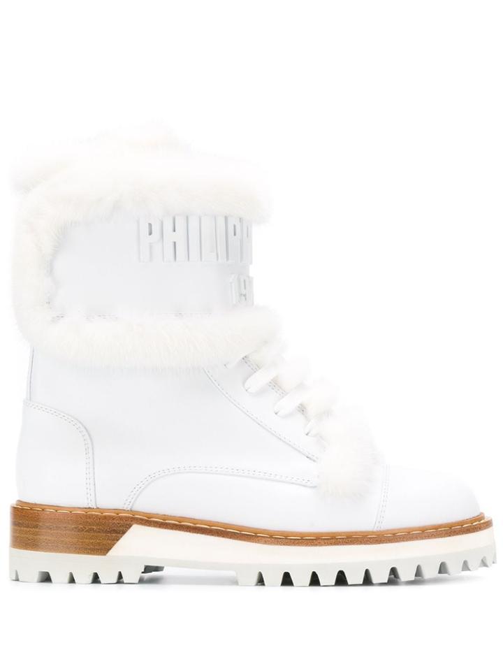 Philipp Plein 1978 Ridged Sole Boots - White