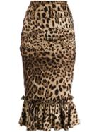 Dolce & Gabbana Leopard-print Ruffle Skirt - Brown