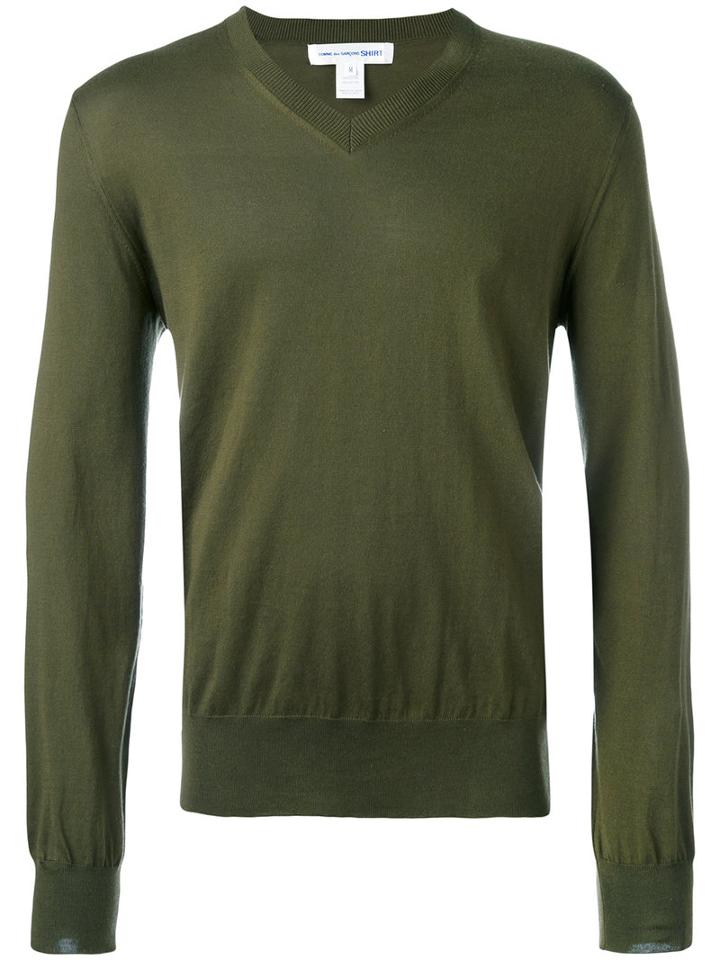 Comme Des Garçons Shirt - V-neck Sweater - Men - Cotton - S, Green, Cotton