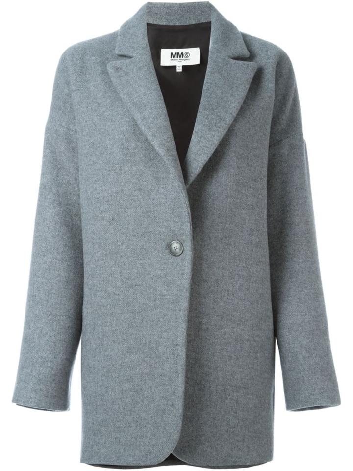 Mm6 Maison Margiela Buttoned Coat, Women's, Size: 42, Grey, Polyester/viscose/wool