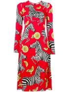 Dolce & Gabbana Zebra And Fruit Print Dress - Red