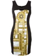Versace Jeans Signature Print Dress, Women's, Size: 46, Black, Cotton/polyester/spandex/elastane/acetate
