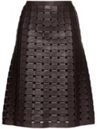Bottega Veneta Woven Leather Skirt - Black