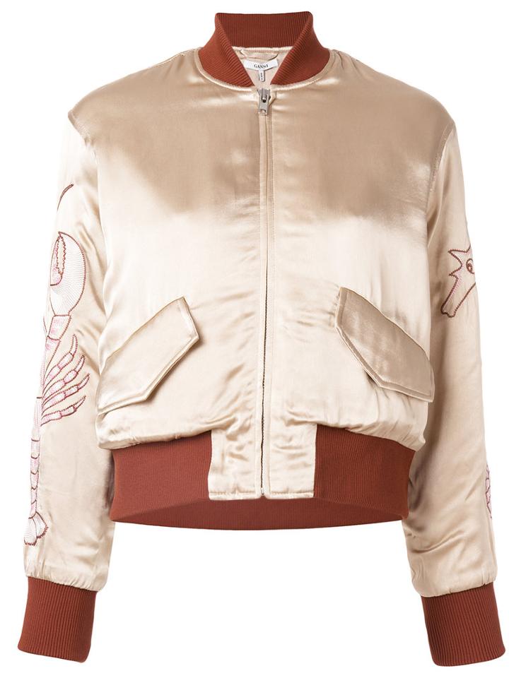 Ganni - Leclair Bomber Jacket - Women - Polyester/viscose - 36, Nude/neutrals, Polyester/viscose