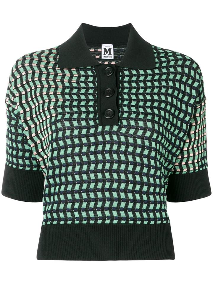 M Missoni Jacquard Knit Geometric Top - Black