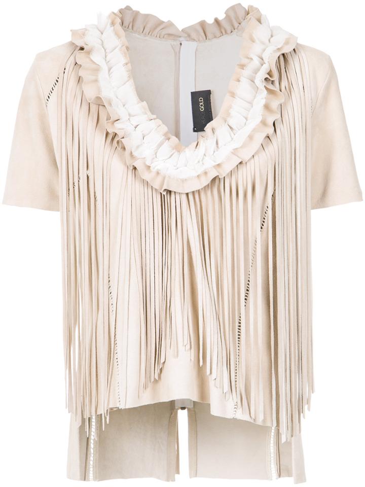 Andrea Bogosian Fringed Blouse - Nude & Neutrals