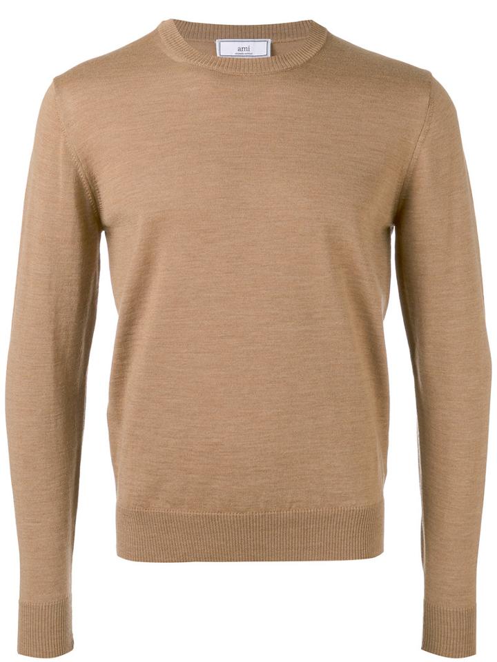 Ami Alexandre Mattiussi - Ribbed Sweater - Men - Merino - S, Brown, Merino