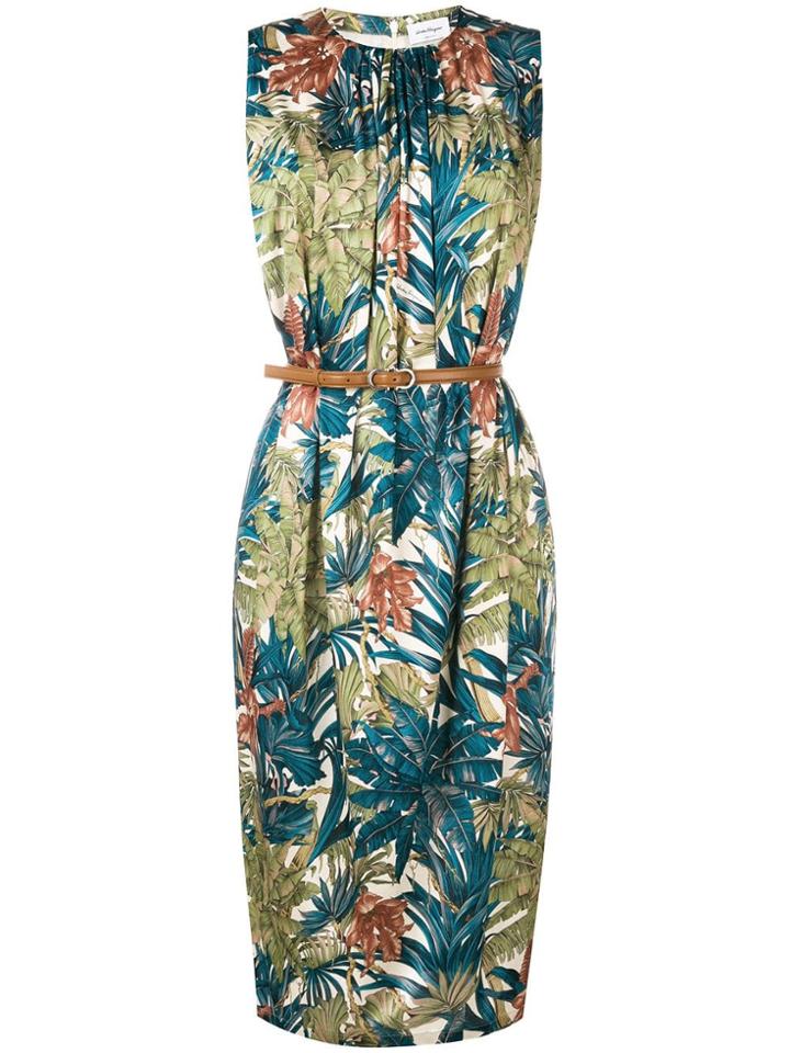 Salvatore Ferragamo Belted Waist Dress - Blue