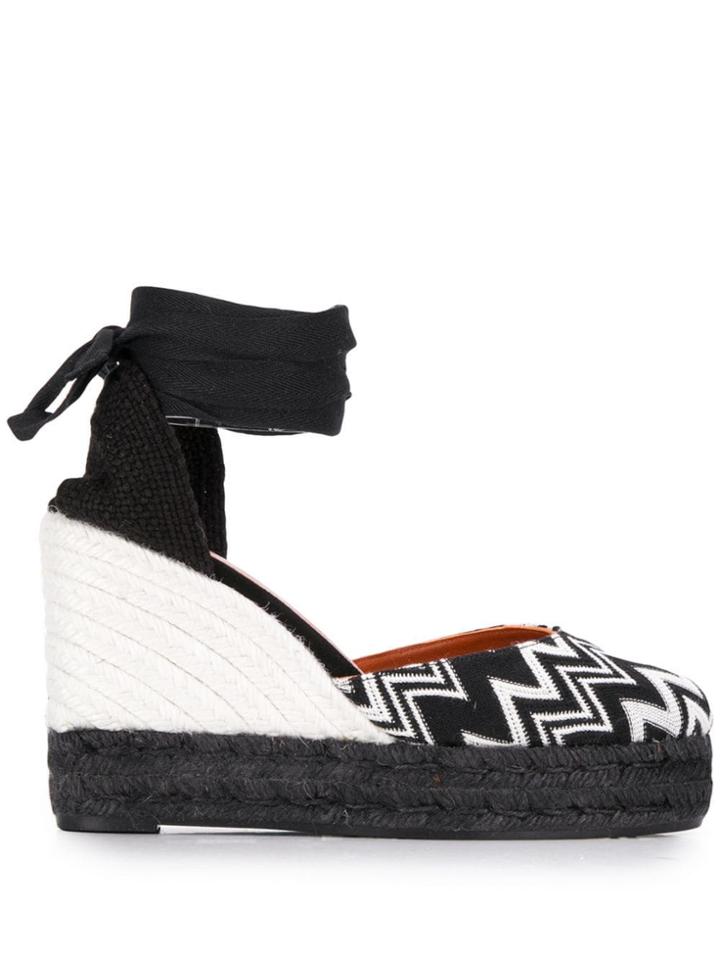 Castañer Zig-zag Wedge Espadrilles - Black