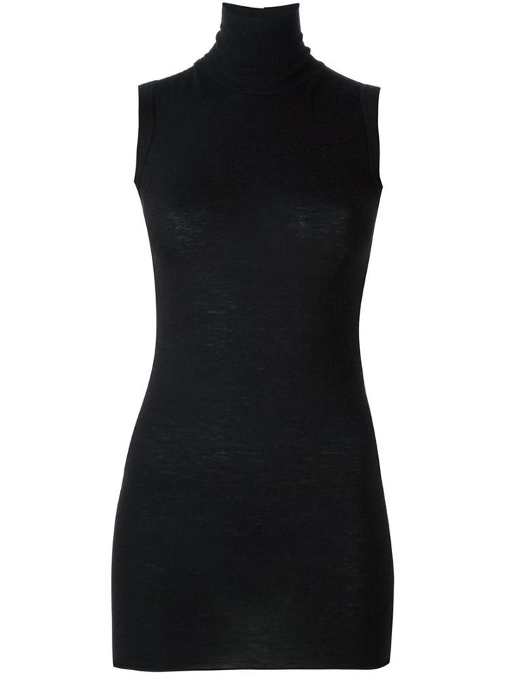 Rick Owens Lilies Turtleneck Tank Top, Women's, Size: 44, Black, Polyamide/viscose/angora/wool