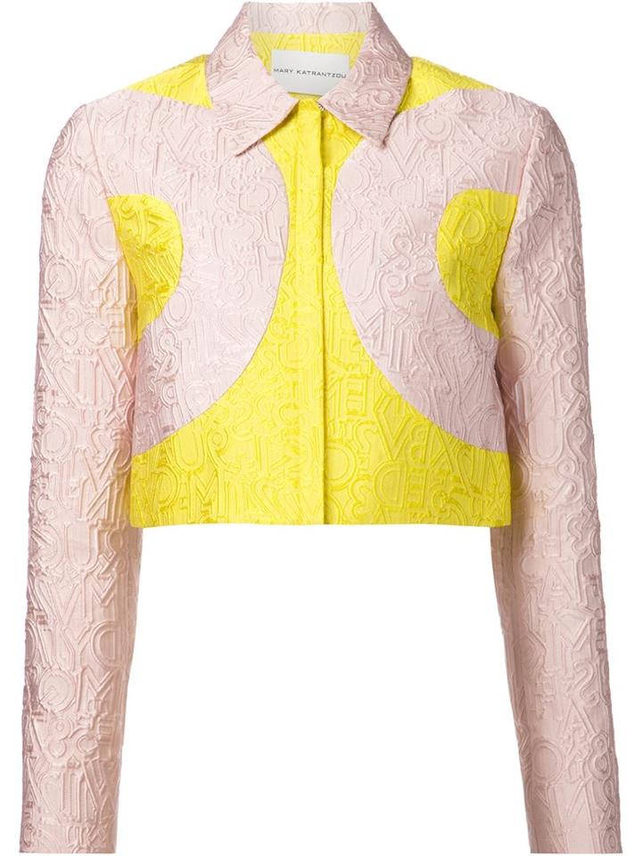 Mary Katrantzou Cropped 'calligraphy' Jacket, Women's, Size: 6, Pink/purple, Polyester/nylon/silk
