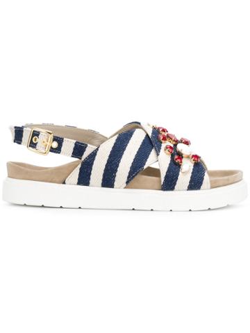 Inuiki Striped Sandals - Blue