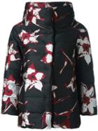 Herno Floral Print Padded Jacket, Women's, Size: 42, Black, Cotton/feather Down/polyamide/wool