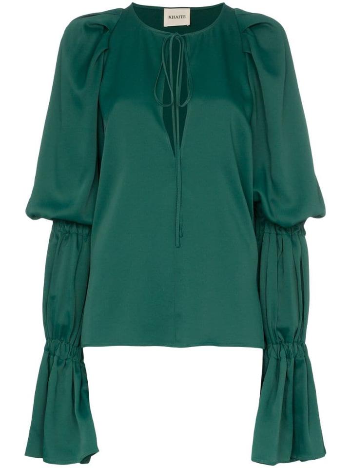 Khaite Cortez Flared-sleeve Blouse - Green