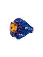Gucci Blue Crystal Pincushion Signet Ring