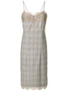Blumarine Lace Trimmed Checkered Dress - Brown