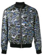 Les Hommes Printed Bomber Jacket, Men's, Size: 52, Green, Polyester/cotton/spandex/elastane
