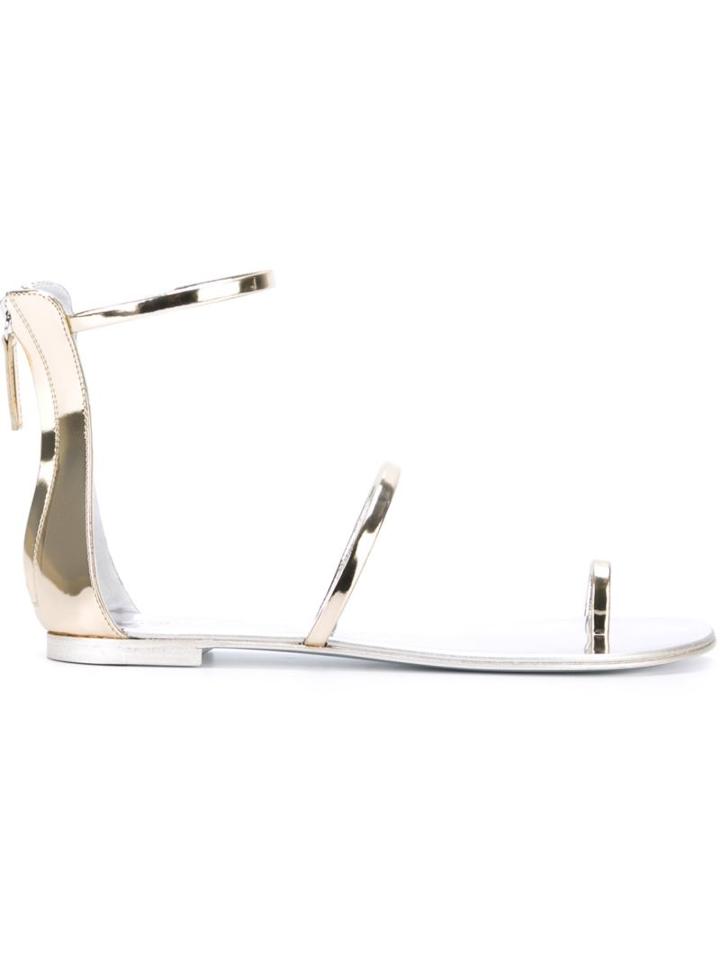 Giuseppe Zanotti Design Rear Zip Sandals, Women's, Size: 37, Grey, Patent Leather/leather
