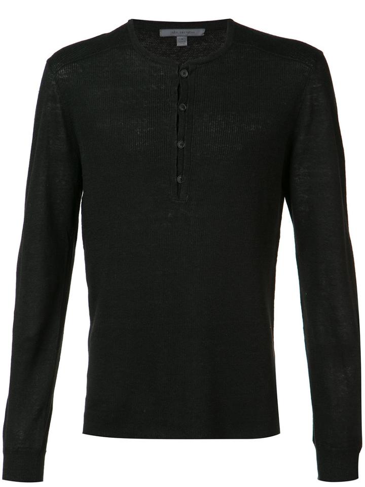 Reverse Print V-neck Sweater - Men - Cotton - M, Black, Cotton, John Varvatos