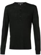 Reverse Print V-neck Sweater - Men - Cotton - M, Black, Cotton, John Varvatos