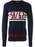 Dolce & Gabbana 58/62 Intarsia Knit Jumper, Men's, Size: 46, Blue, Virgin Wool